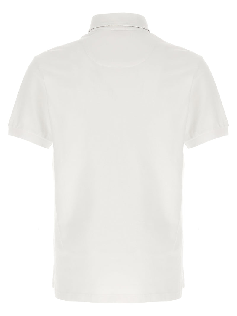 Etro White Cotton Polo Shirt with Floral Paisley Print