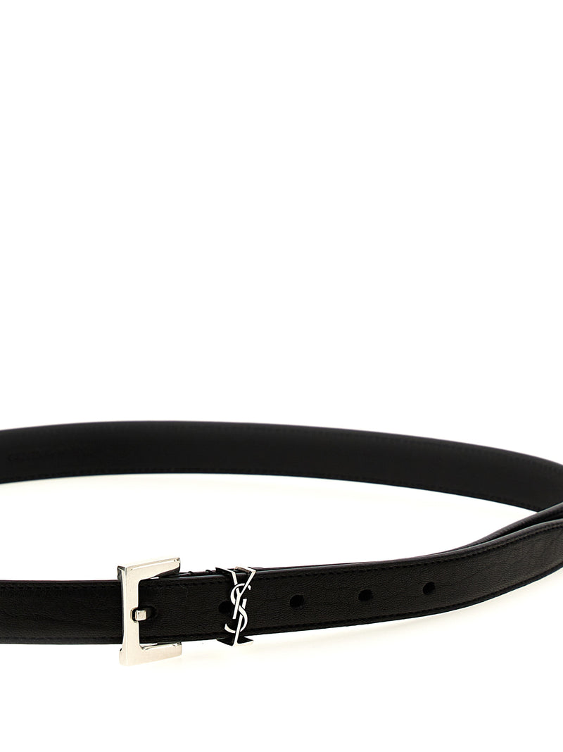 Ceinture régulière Saint Laurent en cuir noir