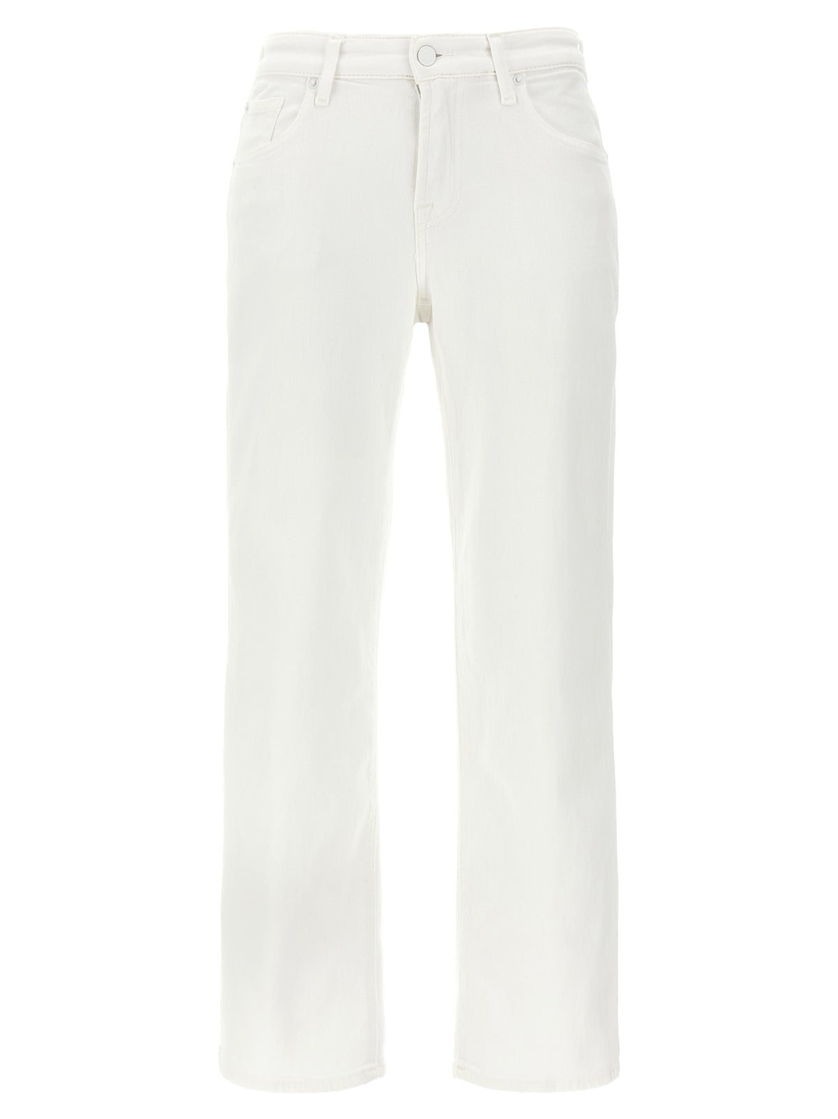 7 For All Mankind White Cotton High-Waisted Jean