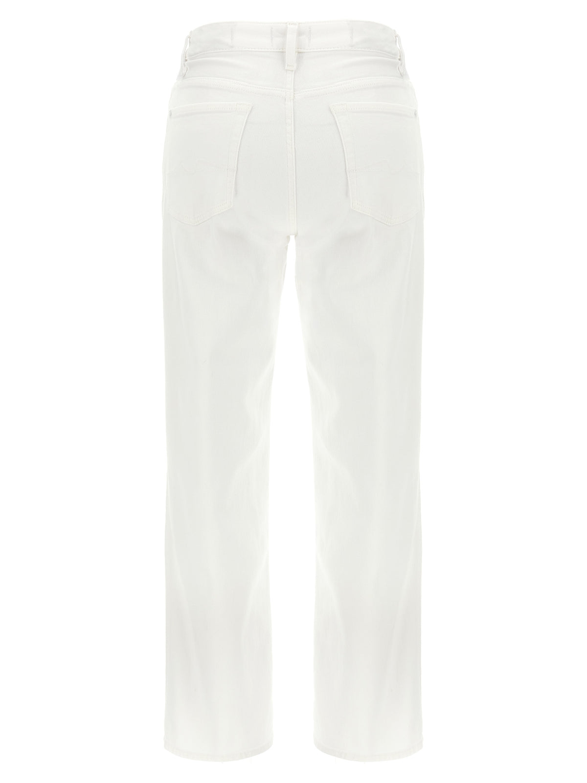 7 For All Mankind White Cotton High-Waisted Jean