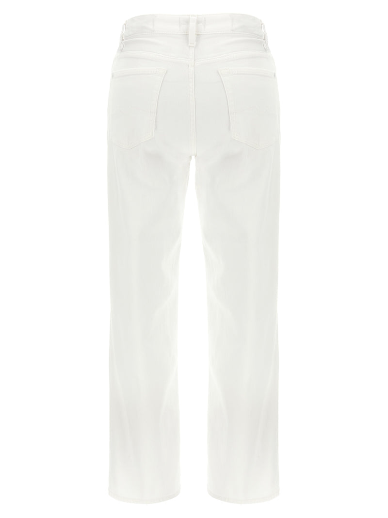 7 For All Mankind White Cotton High-Waisted Jean