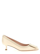 Roger Vivier White Lamb Leather Mid Heel Pumps - ‘Viv’ in The City