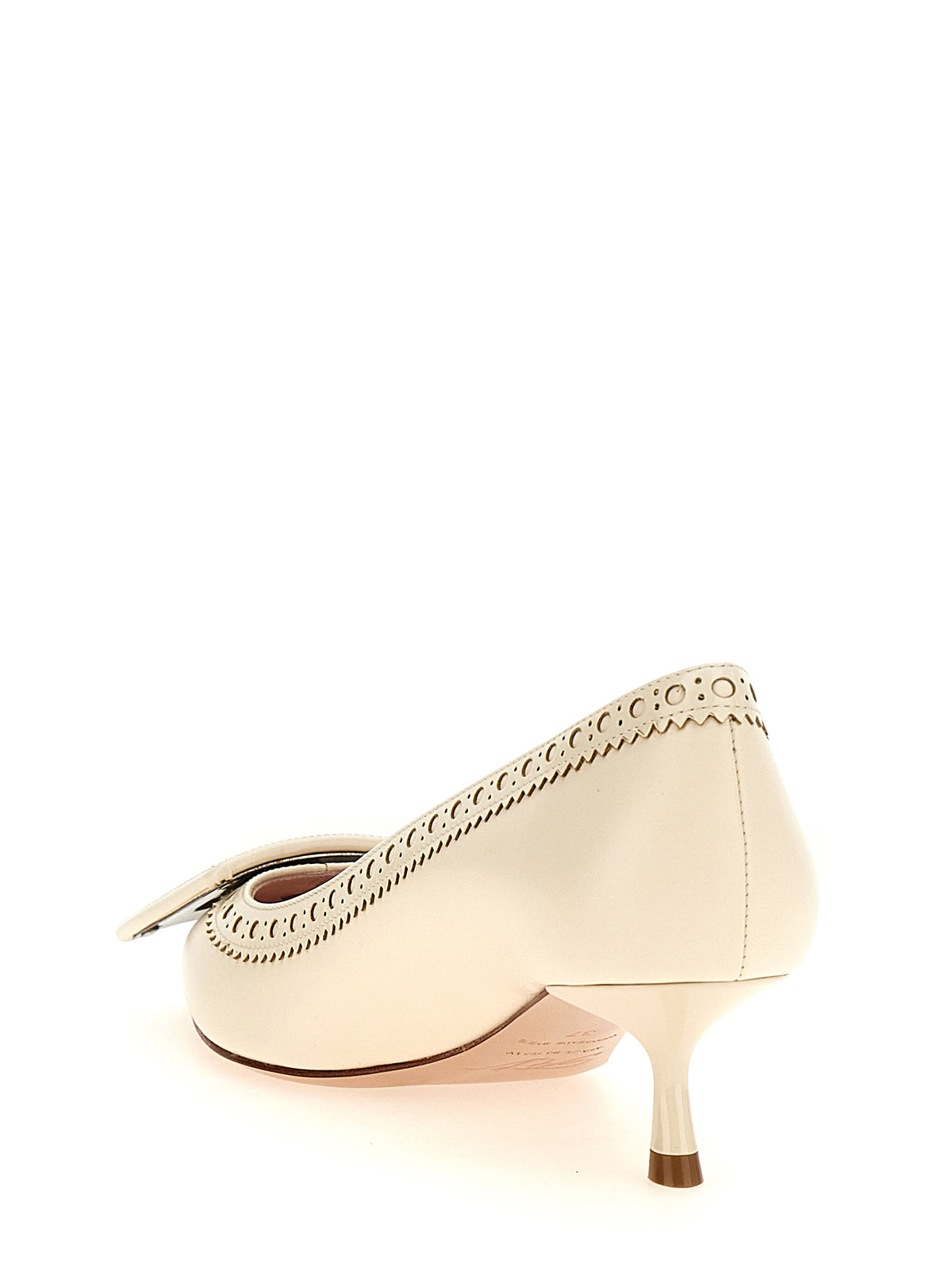 Roger Vivier White Lamb Leather Mid Heel Pumps - ‘Viv’ in The City
