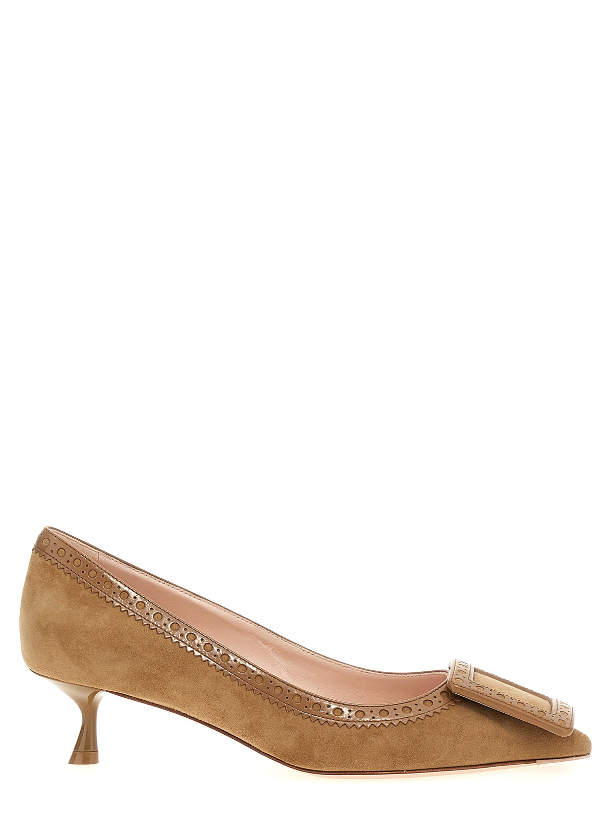 Roger Vivier Beige Goatskin Mid Heel Pumps - Elegant Footwear