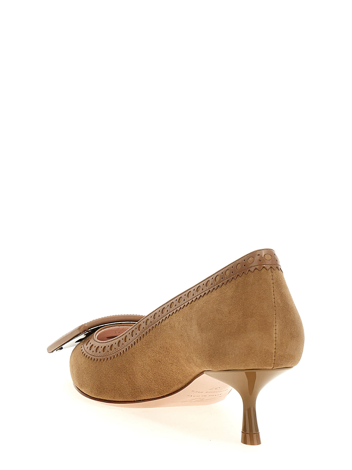Roger Vivier Beige Goatskin Mid Heel Pumps - Elegant Footwear