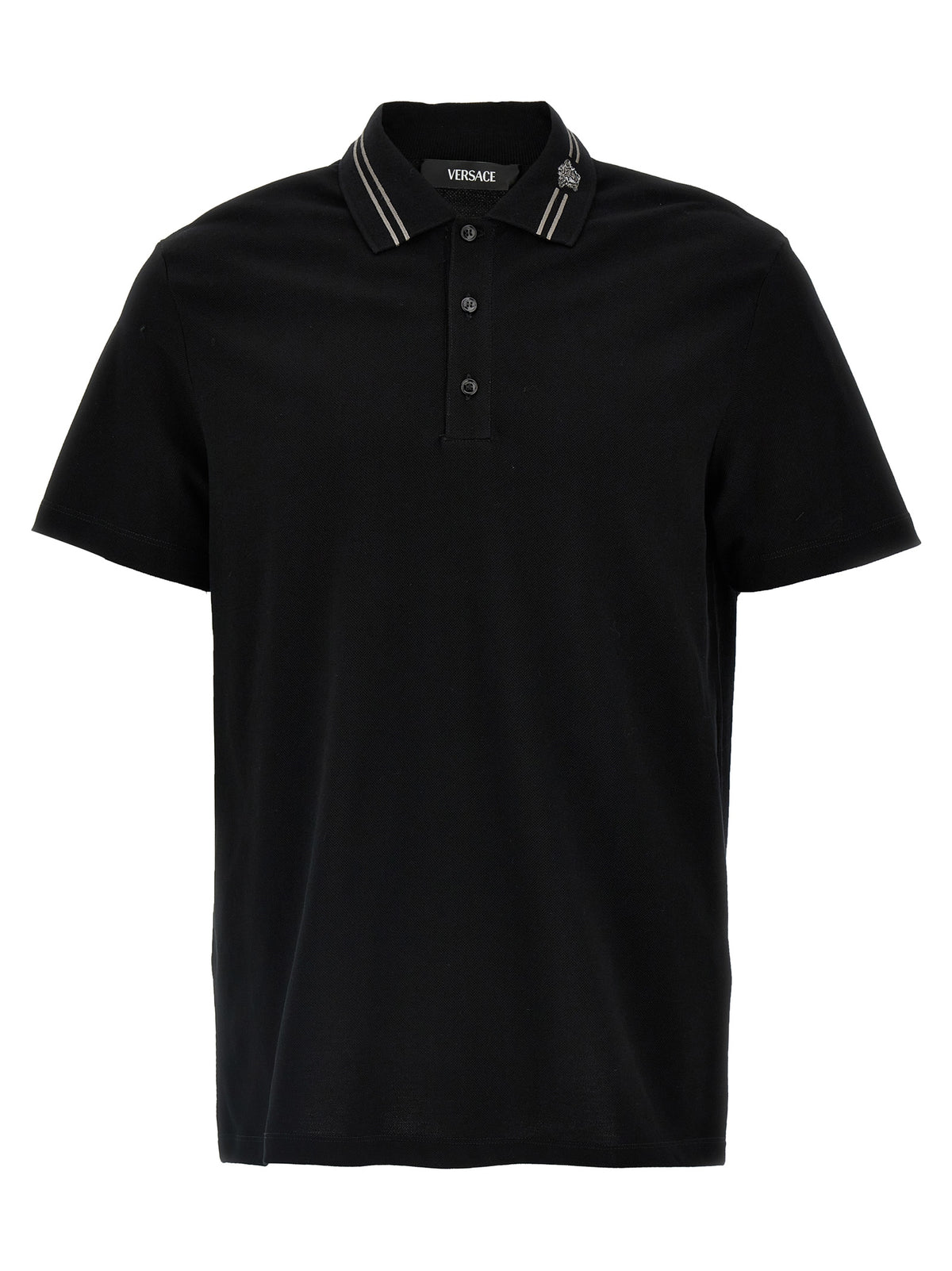 Versace Medusa Black Cotton Polo Shirt for Men