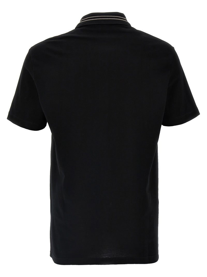 Versace Black Cotton Polo Shirt with Medusa Embroidery
