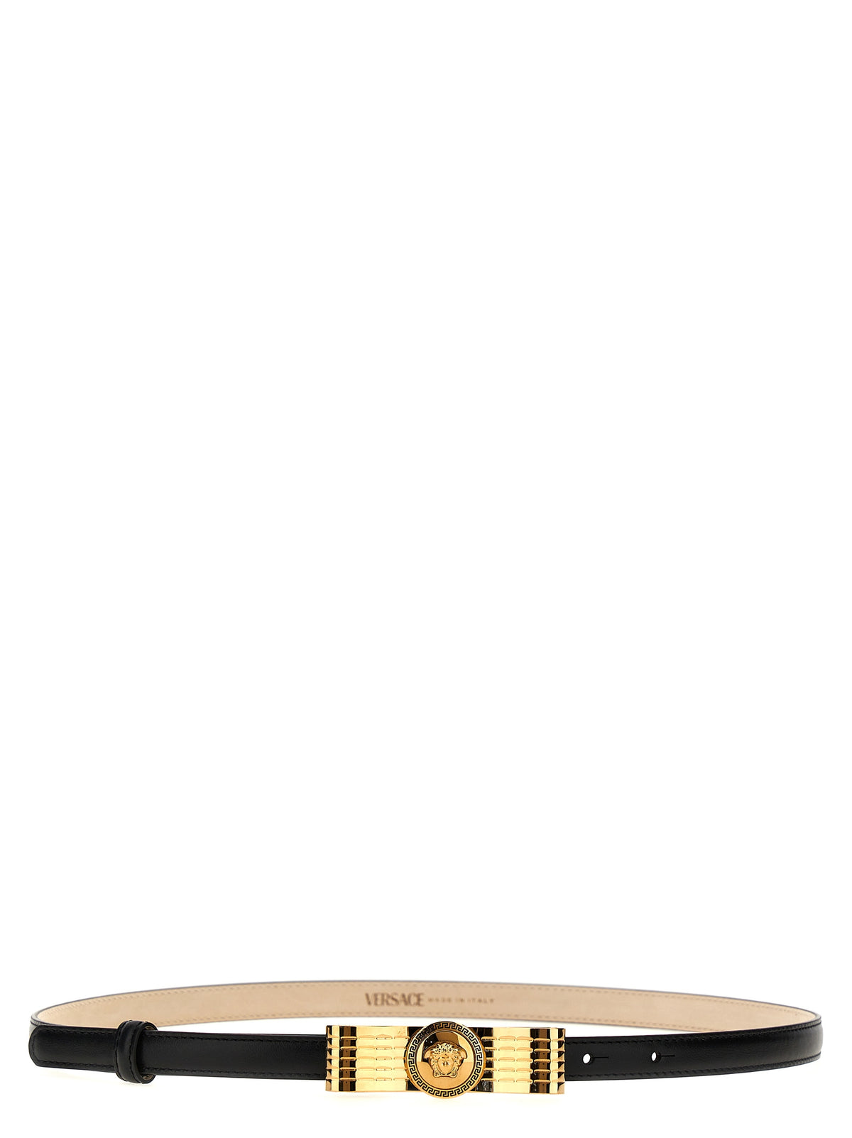 Versace Black Calfskin Regular Belt - Bold Elegance