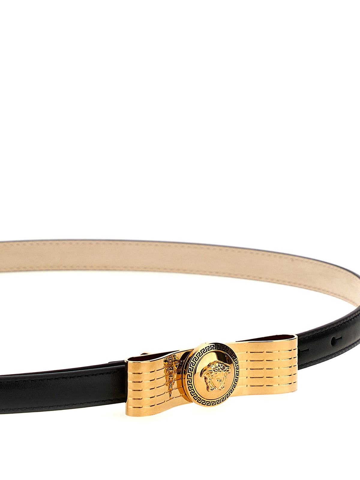 Versace Black Calfskin Regular Belt - Bold Elegance