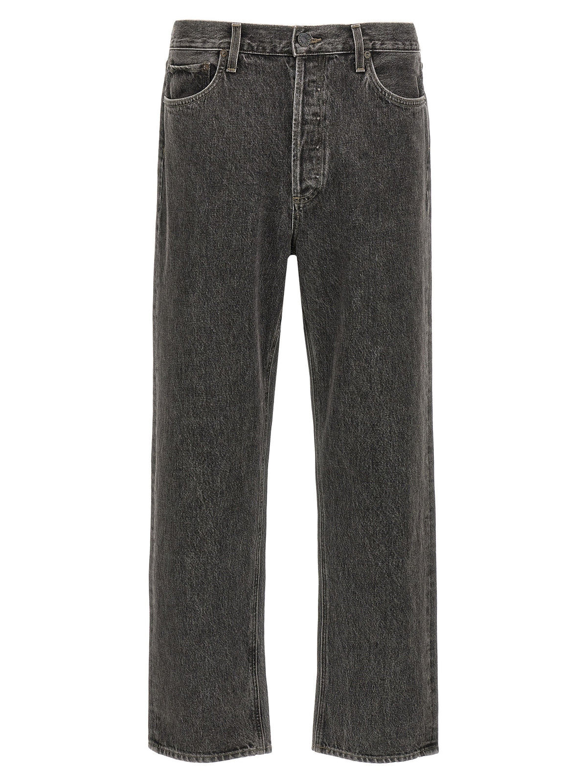 Agolde Gray Cotton Straight-Leg Jeans