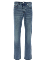 Ami Paris Blue Cotton Straight-Leg Jeans