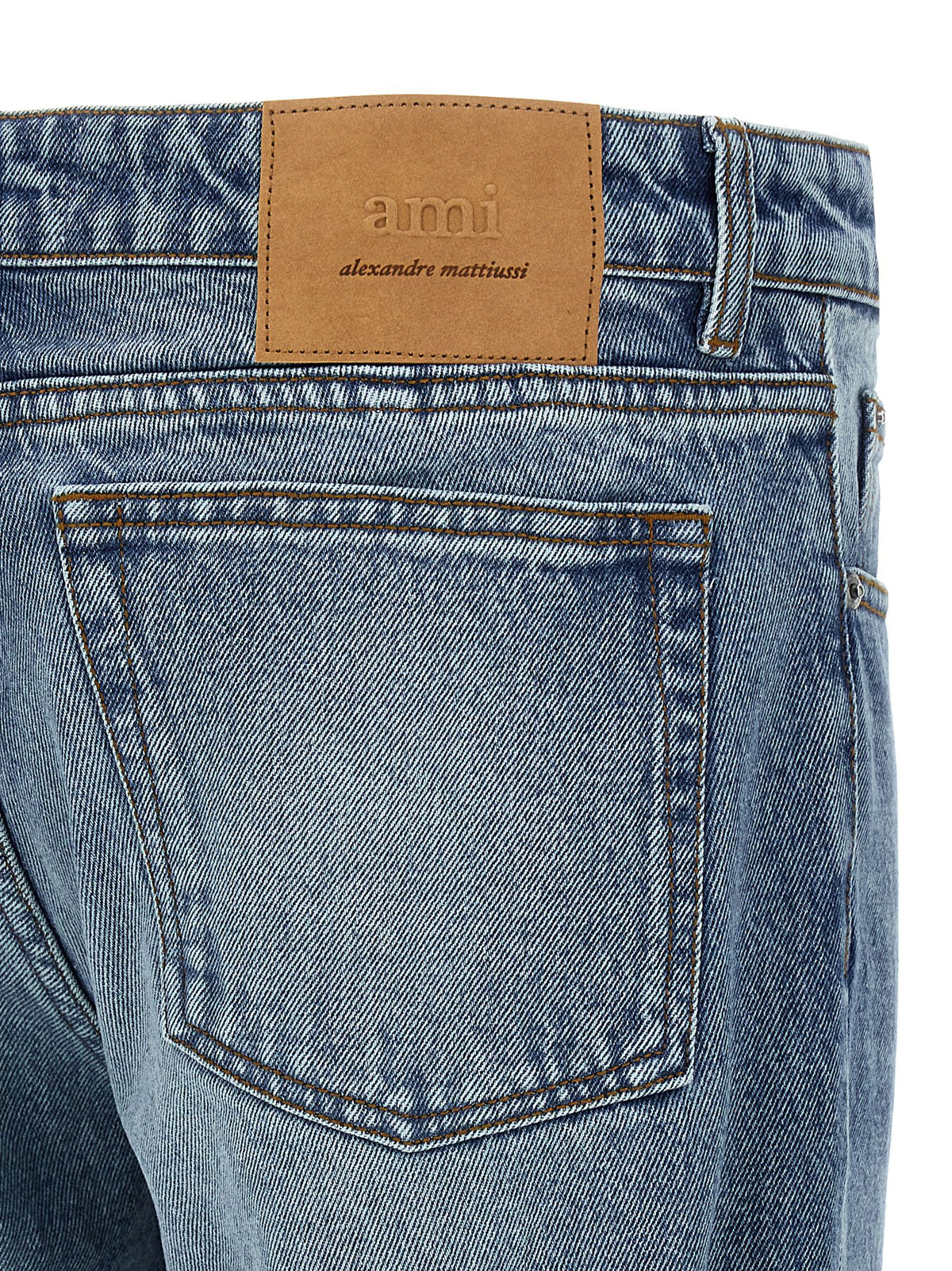 Ami Paris Blue Cotton Straight-Leg Jeans