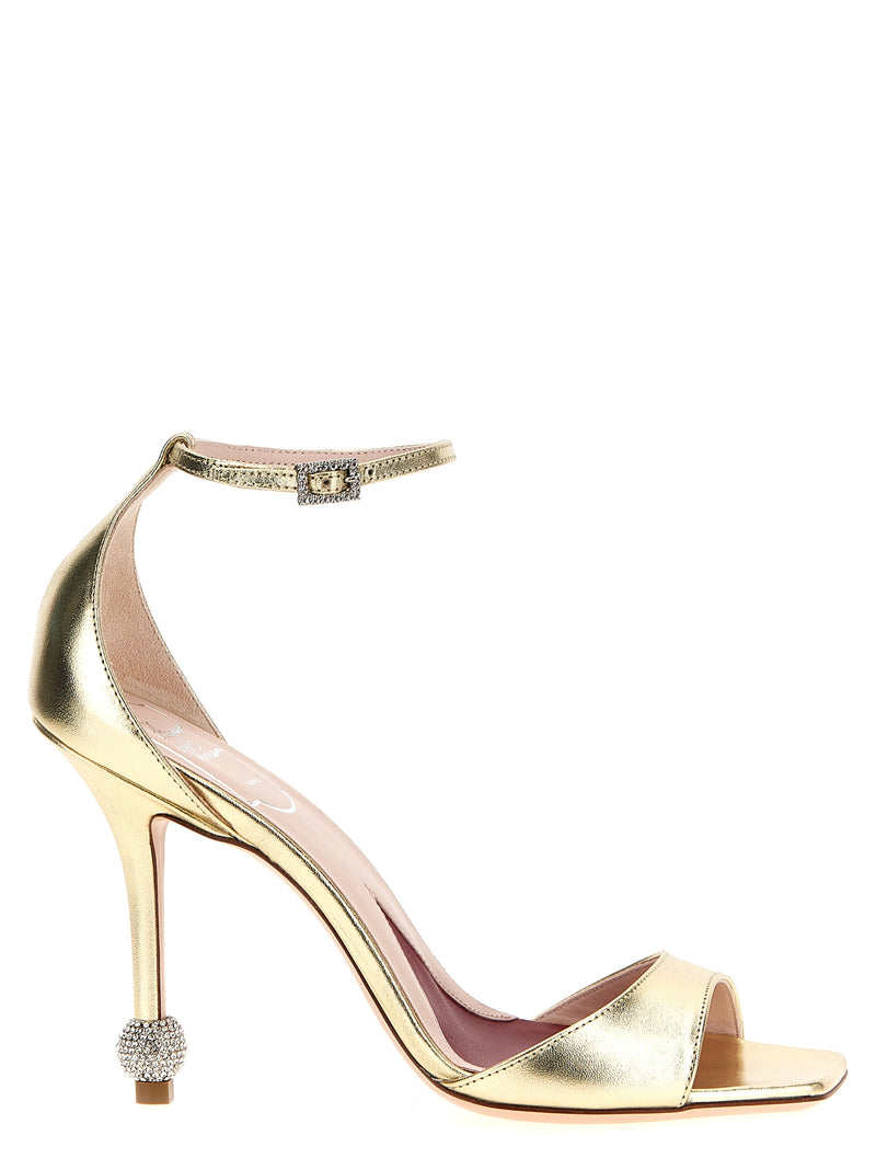 Roger Vivier Marlene Gold Calfskin Stiletto Heel Sandals