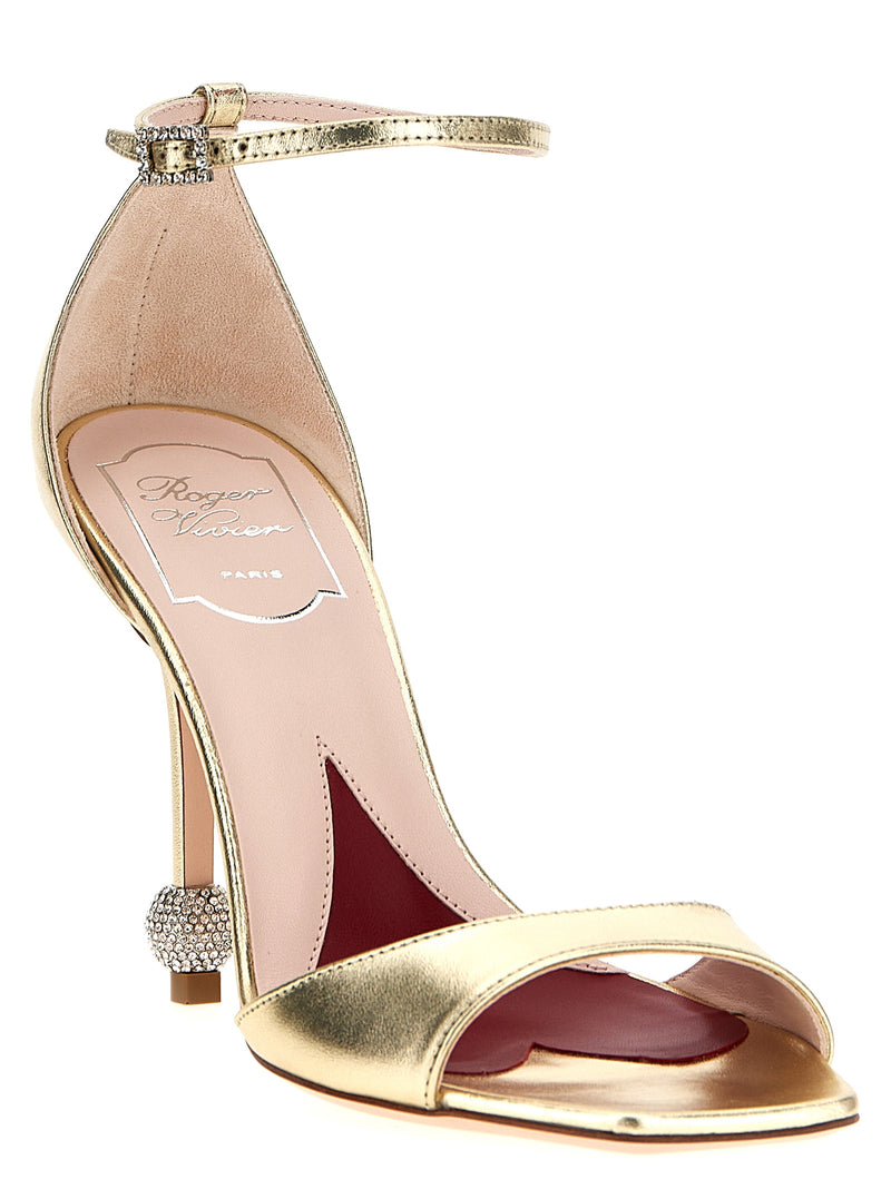Roger Vivier Marlene Gold Calfskin Stiletto Heel Sandals