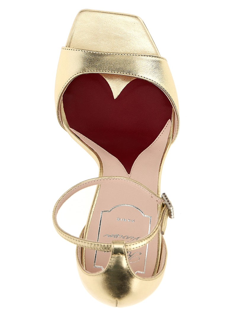 Roger Vivier Marlene Gold Calfskin Stiletto Heel Sandals