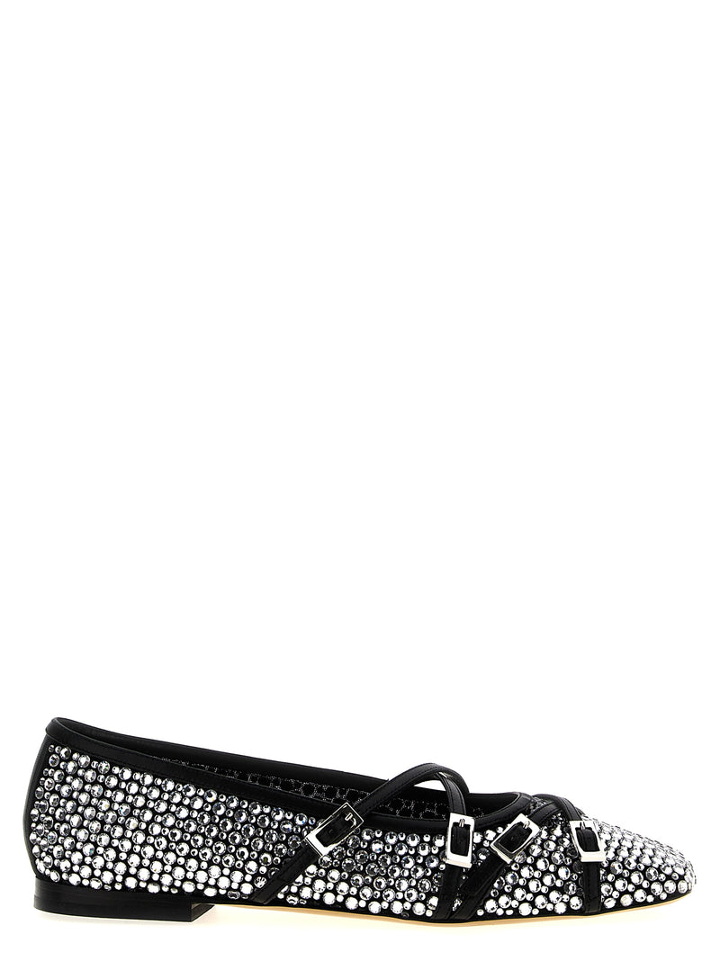 MACH & MACH Black Polyamide Crystal Net Ballet Flats