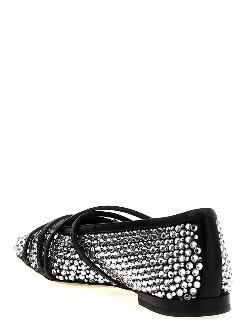 MACH & MACH Black Polyamide Crystal Net Ballet Flats