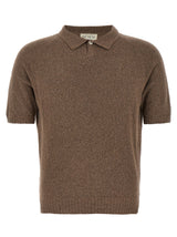 MA'RY'YA Brown Cotton Polo Shirt