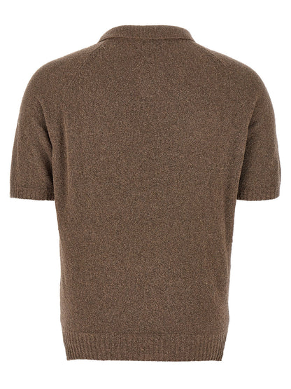 MA'RY'YA Brown Cotton Polo Shirt