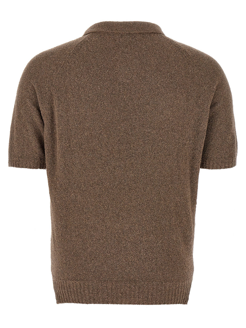 MA'RY'YA Brown Cotton Polo Shirt