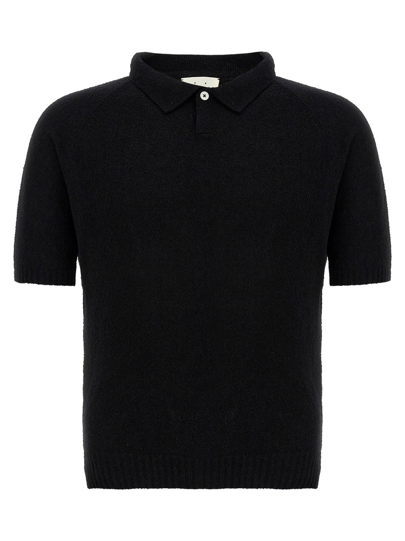 MA'RY'YA Black Cotton Polo Shirt