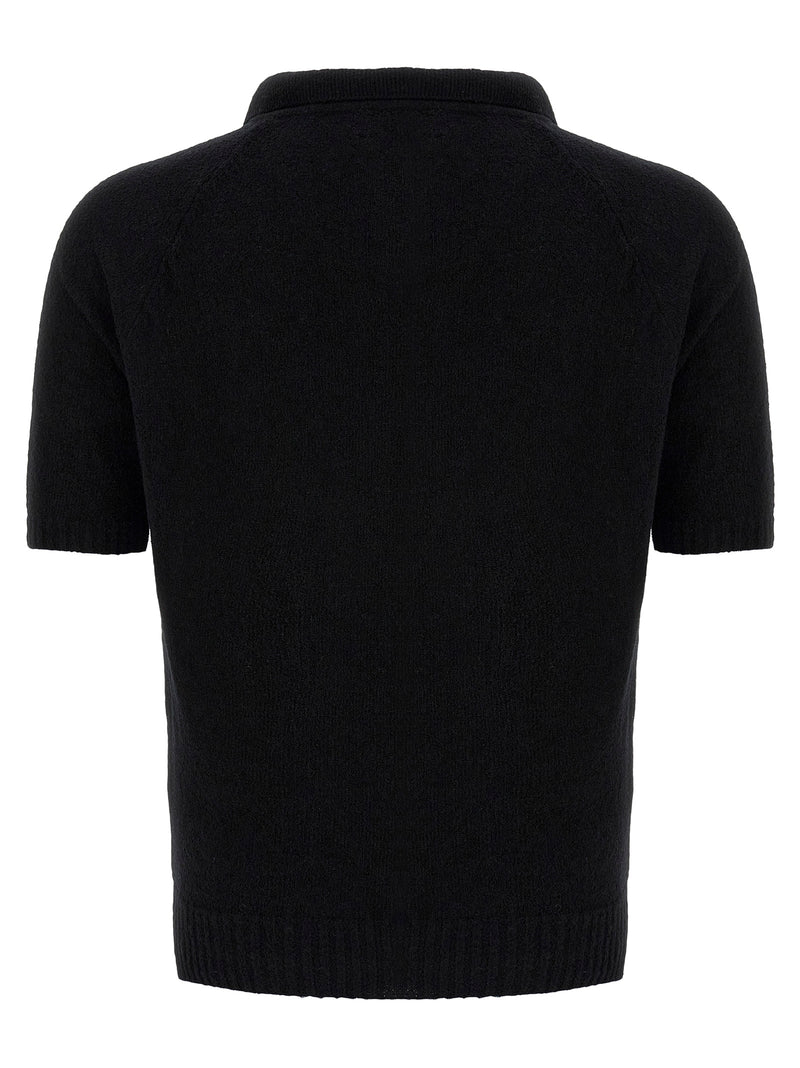 MA'RY'YA Black Cotton Polo Shirt
