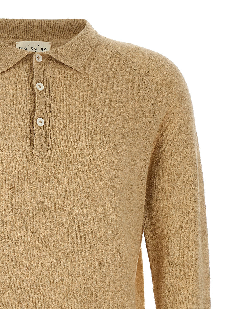MA'RY'YA Beige Cotton Polo Shirt