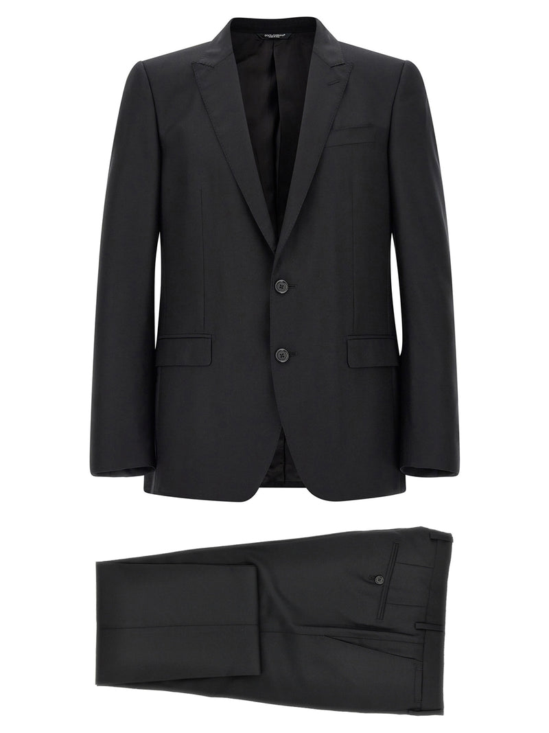 Dolce & Gabbana Black Virgin Wool Two-Piece Suit