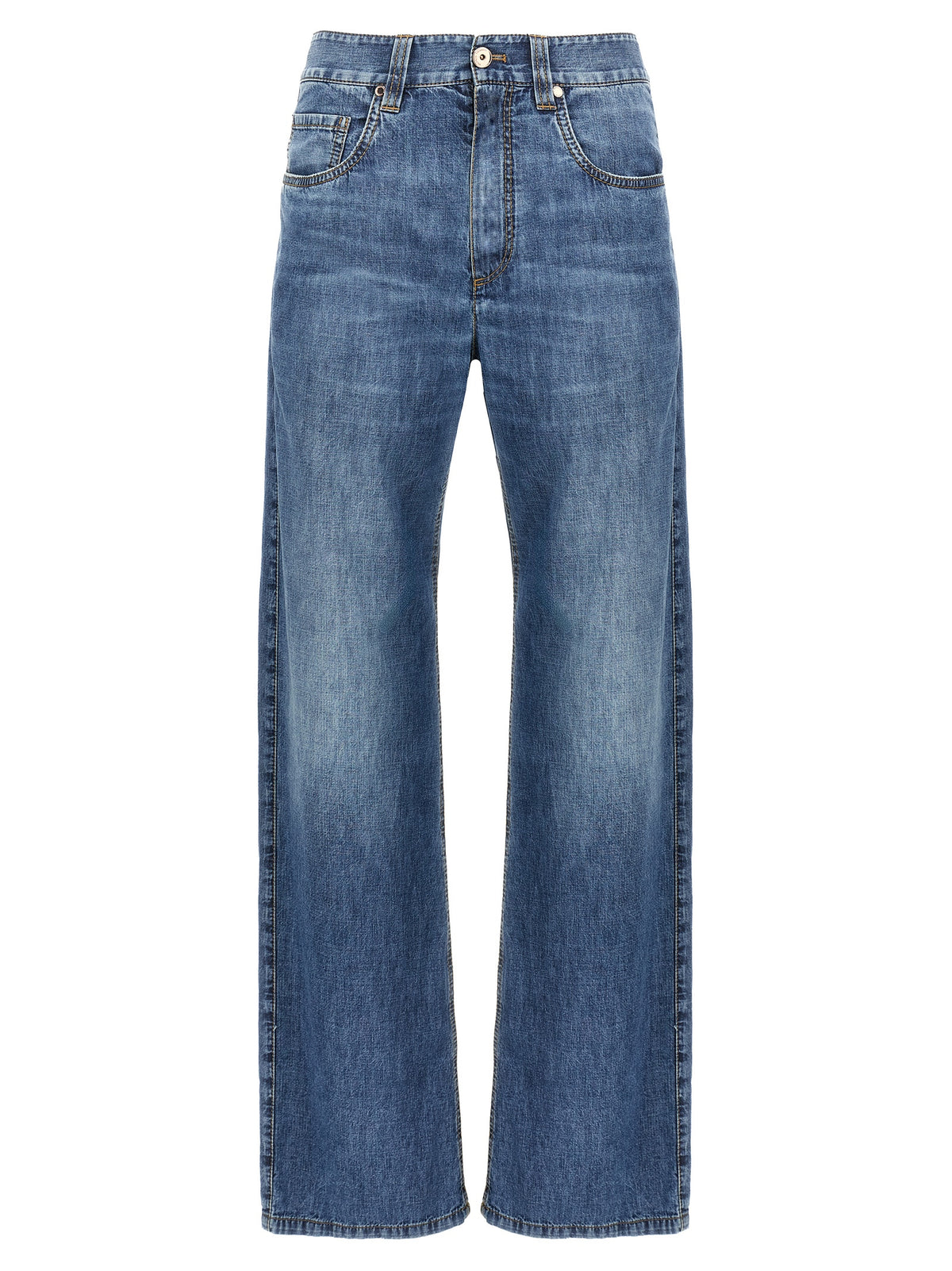 Brunello Cucinelli Blue Cotton Straight-Leg Jeans for Women