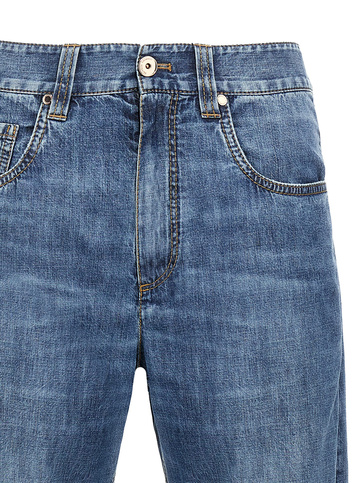 Brunello Cucinelli Blue Cotton Straight-Leg Jeans for Women