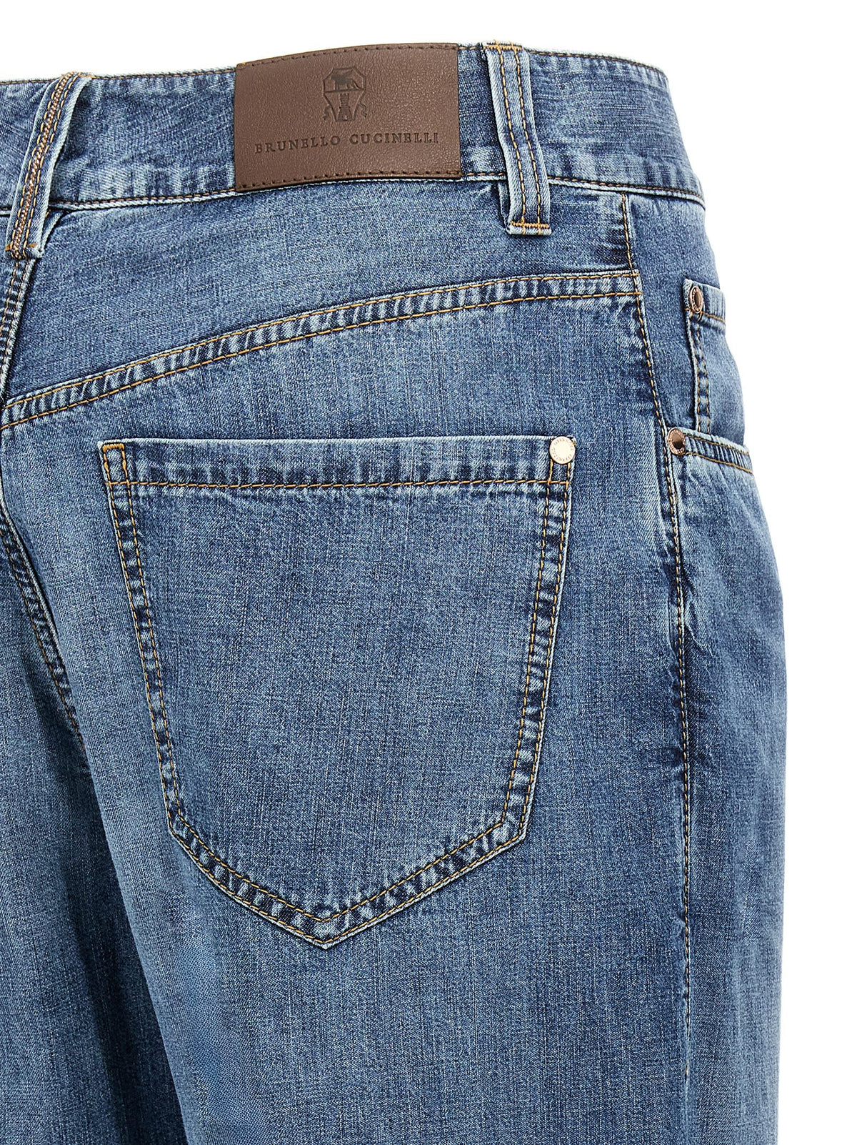 Brunello Cucinelli Blue Cotton Straight-Leg Jeans for Women