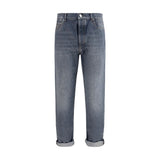Jeans droits Brunello Cucinelli en coton gris