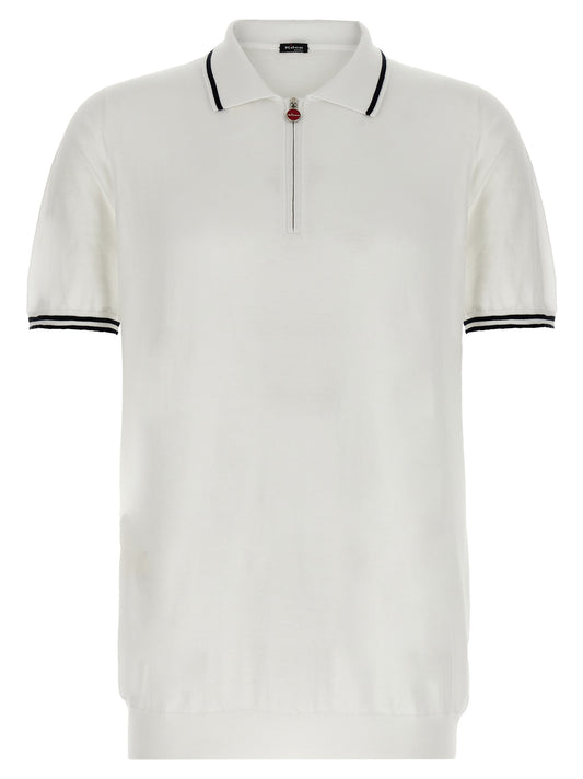 Kiton White Cotton Polo Shirt