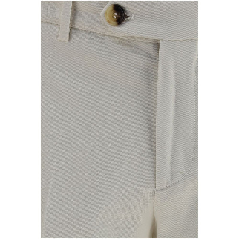 Pantalon décontracté en coton blanc Brunello Cucinelli