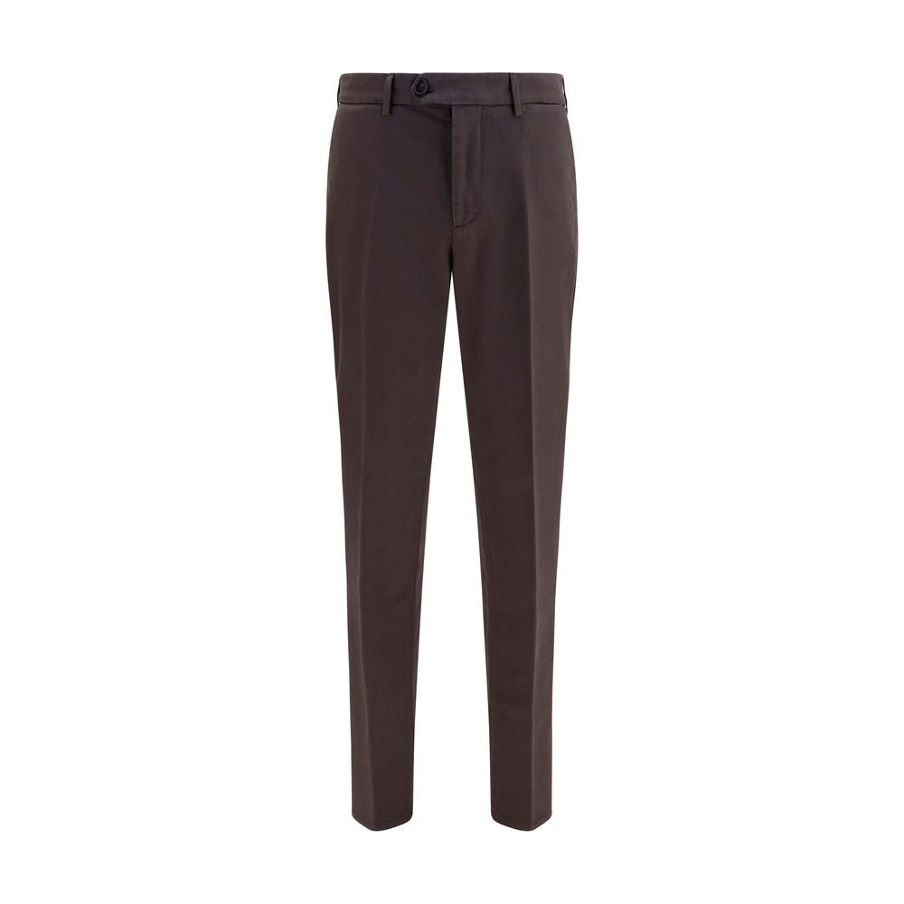 Pantalon décontracté en coton marron Brunello Cucinelli