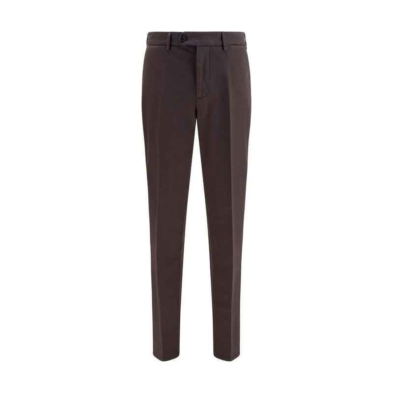 Pantalon décontracté en coton marron Brunello Cucinelli