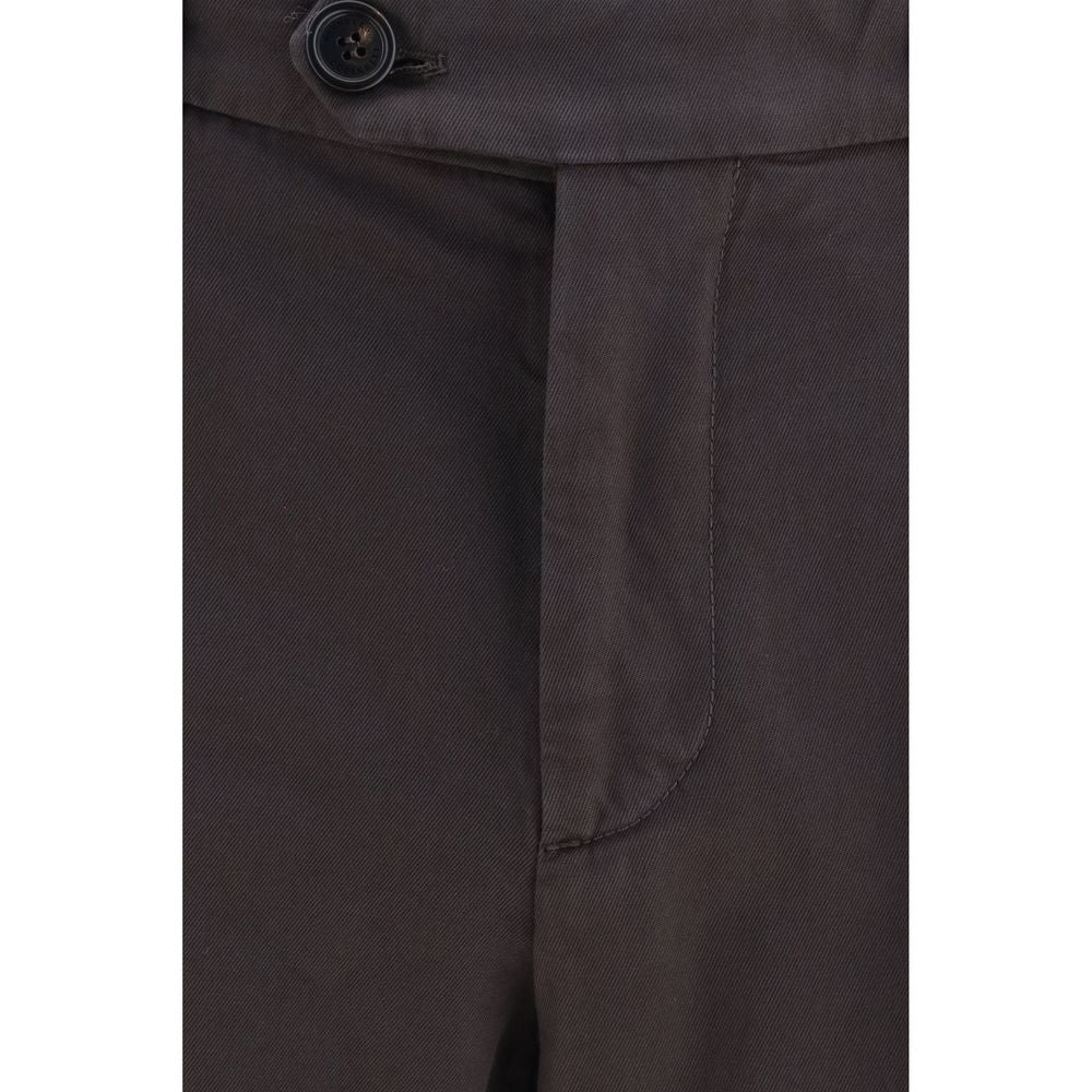 Pantalon décontracté en coton marron Brunello Cucinelli