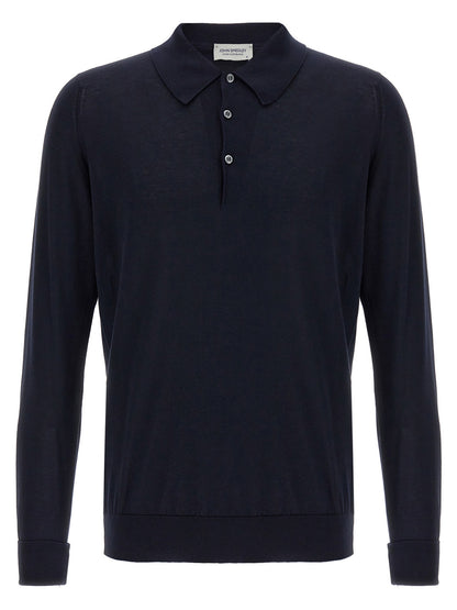 JOHN SMEDLEY Blue Cotton Polo Shirt