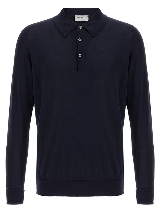 JOHN SMEDLEY Finchley Blue Cotton Polo Shirt