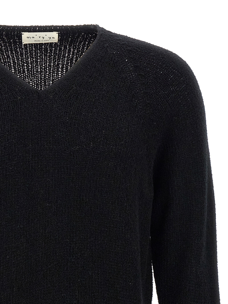 MA'RY'YA Black Cotton Cardigan - Luxury Bouclé Sweater