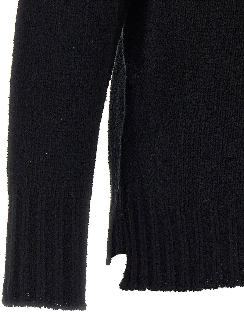 MA'RY'YA Black Cotton Cardigan - Luxury Bouclé Sweater