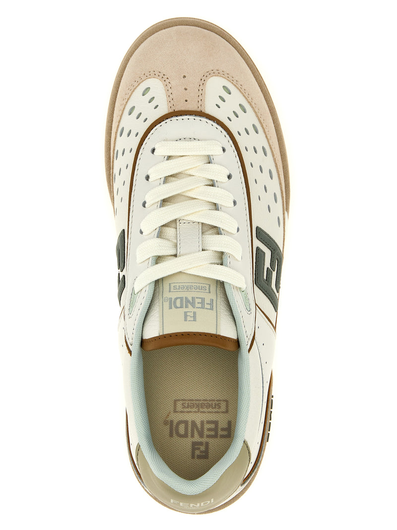 Baskets Fendi en cuir beige