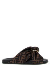 Fendi Feel Brown Polyester Slides for Women