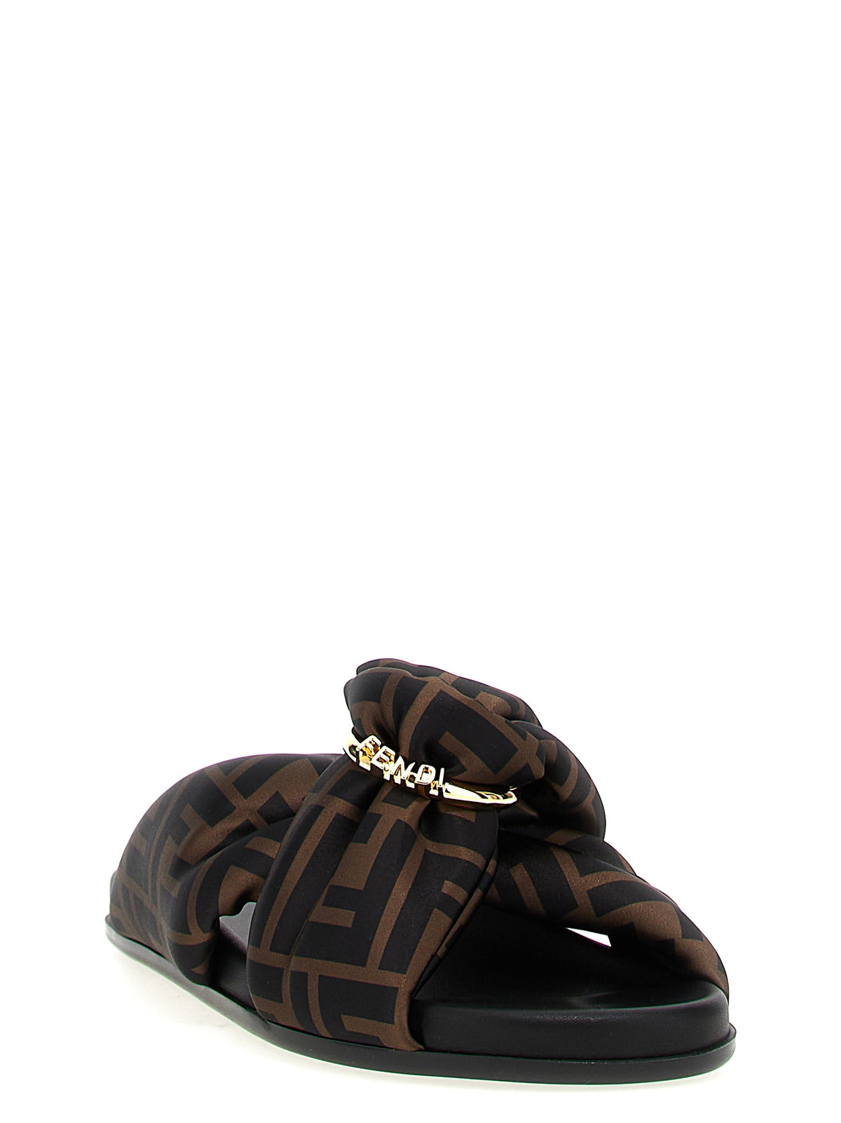 Fendi Feel Brown Polyester Slides for Women