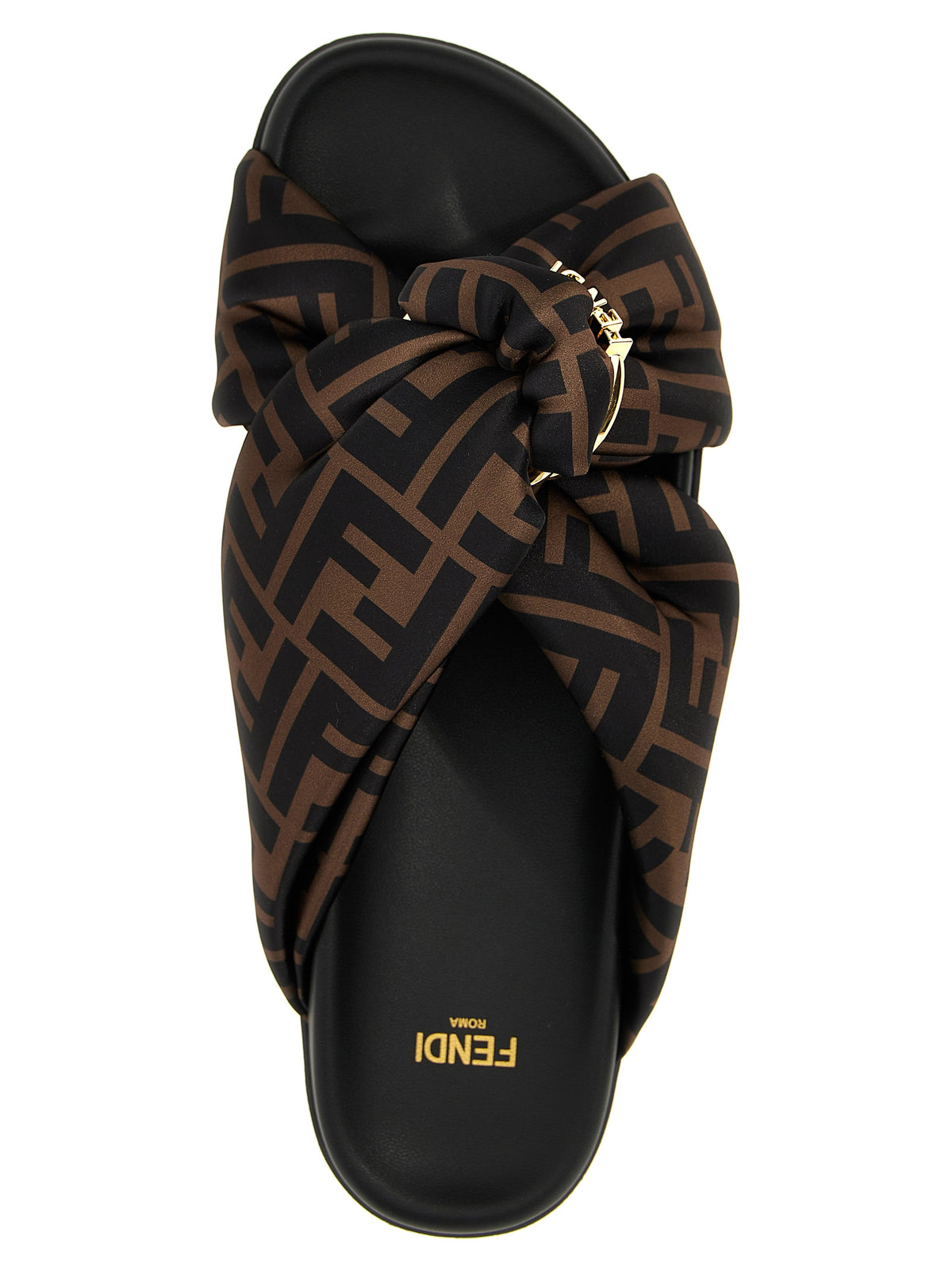 Fendi Feel Brown Polyester Slides for Women