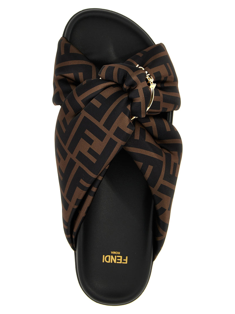 Fendi Feel Brown Polyester Slides for Women