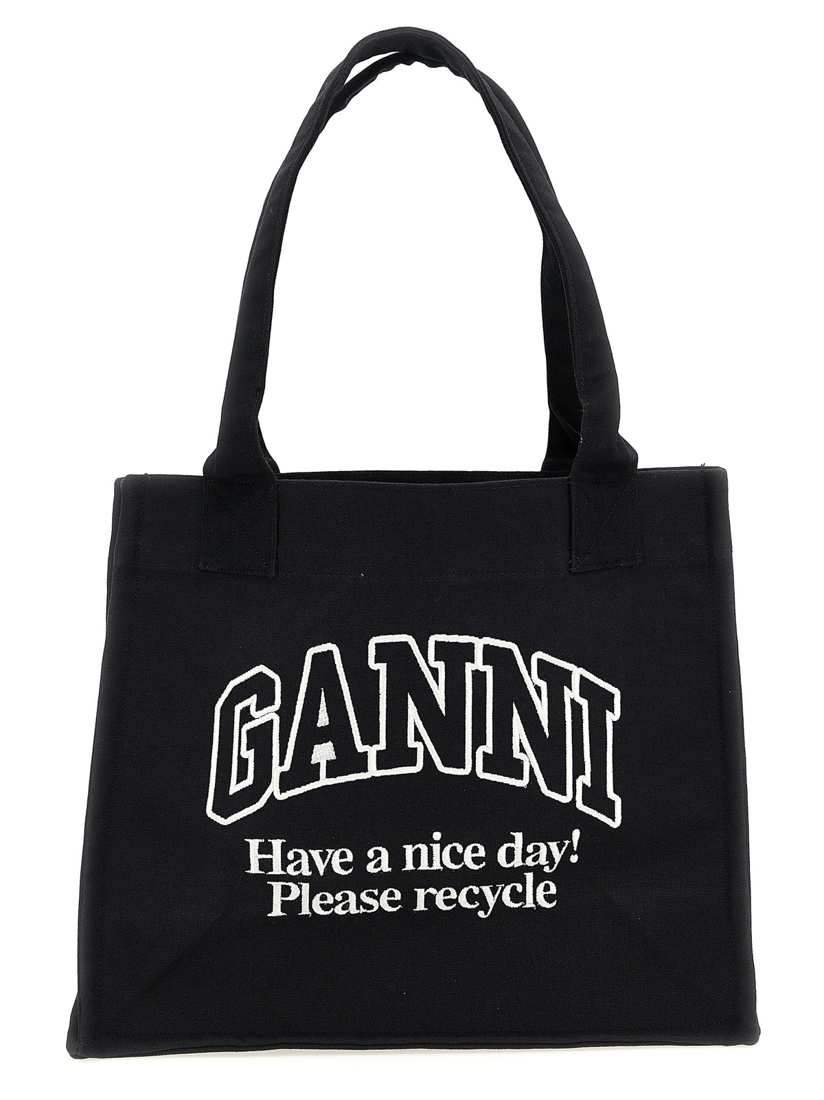 Ganni Bicolor Recycled Cotton Tote Bag - Sustainable Style
