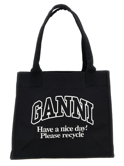 Ganni Bicolor Recycled Cotton Tote Bag