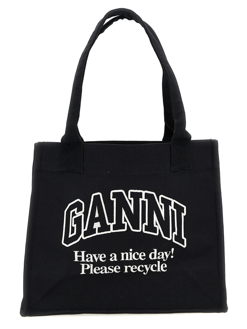 Ganni Bicolor Recycled Cotton Tote Bag