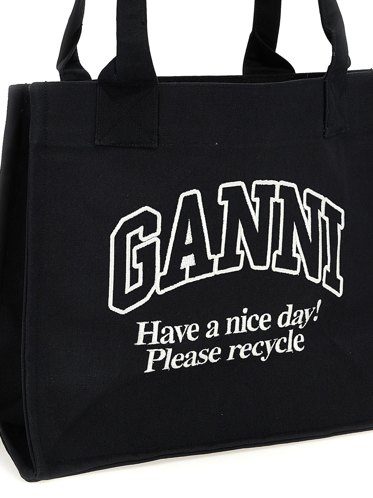 Ganni Bicolor Recycled Cotton Tote Bag - Sustainable Style